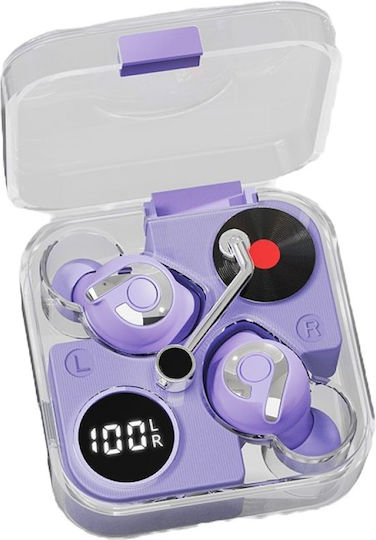 E89 Earbud Bluetooth Handsfree Ακουστικά με Θήκη Φόρτισης Μωβ