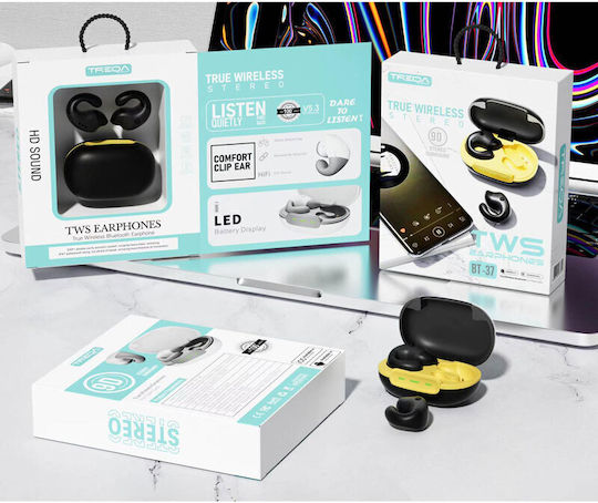 Treqa BT-37 Earbud Bluetooth Handsfree Căști cu Carcasă de Încărcare Negru