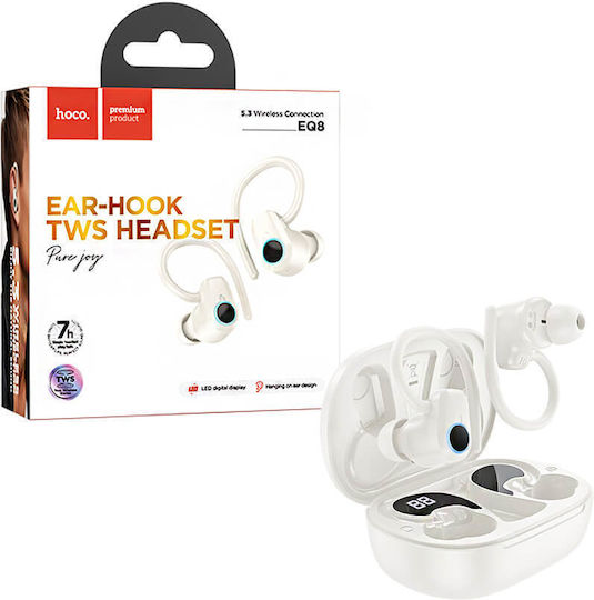 Hoco EQ8 In-ear Bluetooth Handsfree Ακουστικά με Θήκη Φόρτισης Milky White