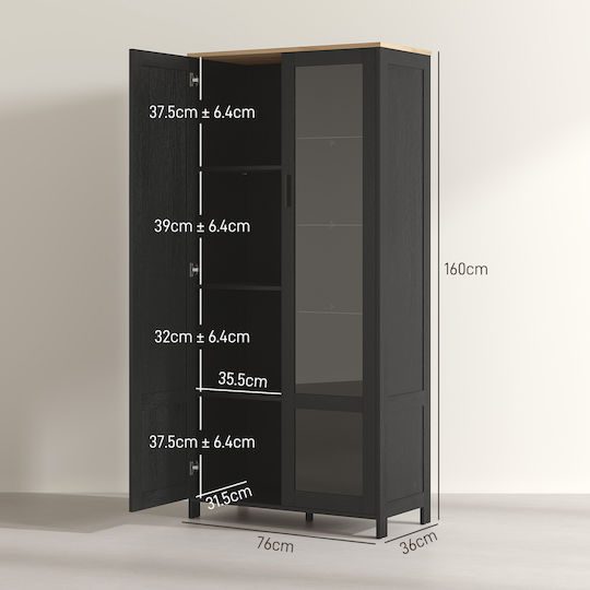 În picioare pe podea de Birou în Culoare Neagră, 76x36x160cm