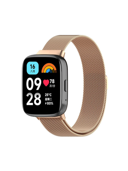 Λουράκι Ανοξείδωτο Ατσάλι Ροζ Χρυσό (Redmi Watch 3 Active)