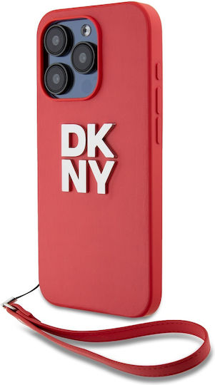 DKNY Stack Logo Back Cover Synthetic Leather / Leather Red (iPhone 15 Pro)