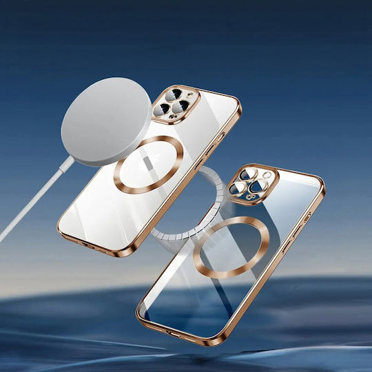 Калъф Electro Magsafe за iPhone 13 Pro Max Златен + Стъклен Протектор за Екран