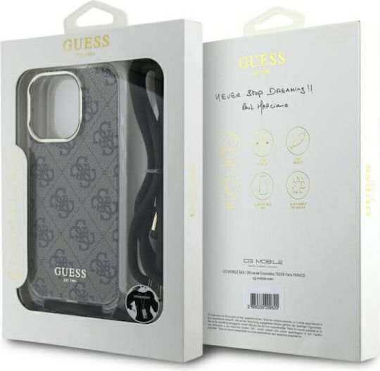 Guess Umschlag Rückseite Kunststoff / Silikon mit Band Braun (iPhone 17 Pro Max / iPhone 17 Pro / iPhone 16 Pro Max)