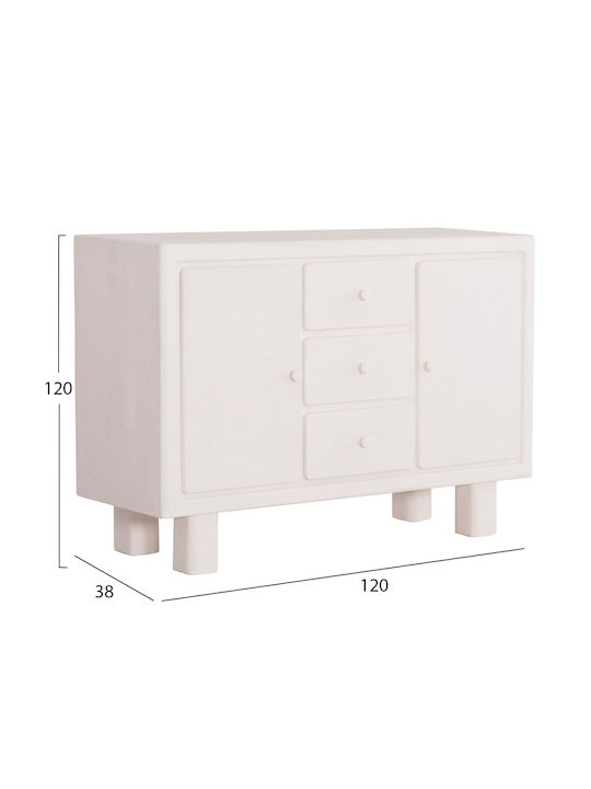 Sideboard Wooden with Drawers Off-white 120x38x80cm