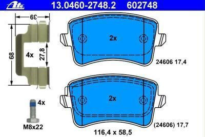 Brake Pads Audi A4 8k2 B8 Ate 13046027482