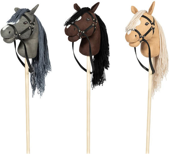 Hobbyhorse Άλογο Κοντάρι Deluxe Γκρι Χαλινάρια & Αποσπώμενη Ουρά 108εκ.