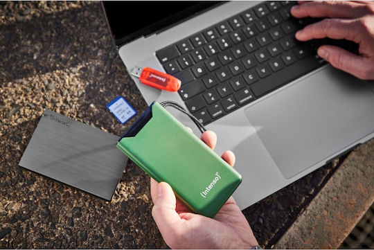 Intenso F10000 Power Bank 10000mAh 20W с USB-A порт и USB-C порт Бързо зареждане 3.0 Зелен