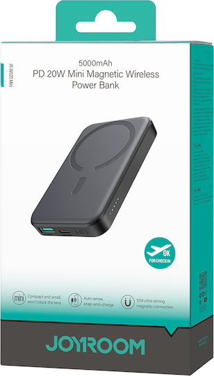 Joyroom JR-W020 Mini Power Bank 5000mAh 20W με Θύρα USB-A και Θύρα USB-C Power Delivery Μαύρο