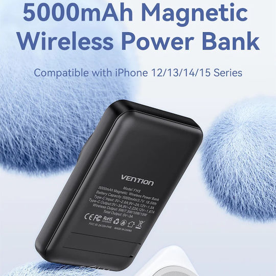 Vention MagSafe Power Bank 5000mAh 20W Черен