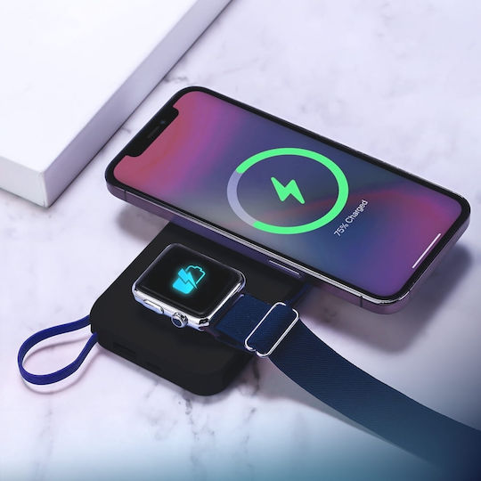 3MK PastelUp MagSafe Power Bank 10000mAh 22.5W с USB-A порт и USB-C порт Черен