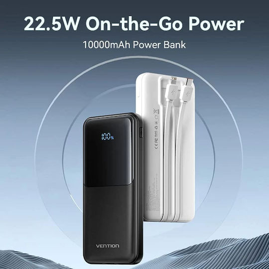 Vention FHO Power Bank 10000mAh 22.5W with 2 USB-A Output Ports and USB-C Output Port White