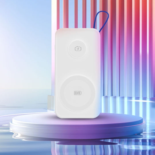 3MK PastelUp MagSafe Power Bank 10000mAh 22.5W с USB-A порт и USB-C порт Бял