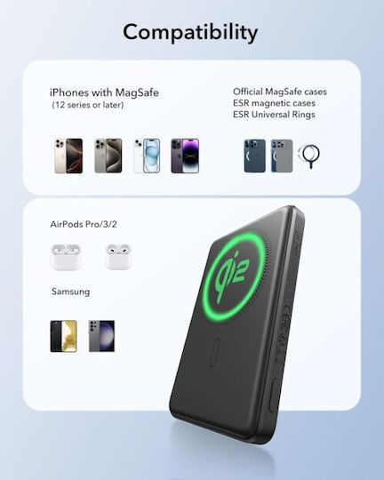 ESR Qi2 MagSlim MagSafe Qi2 Power Bank 10000mAh 15W Black