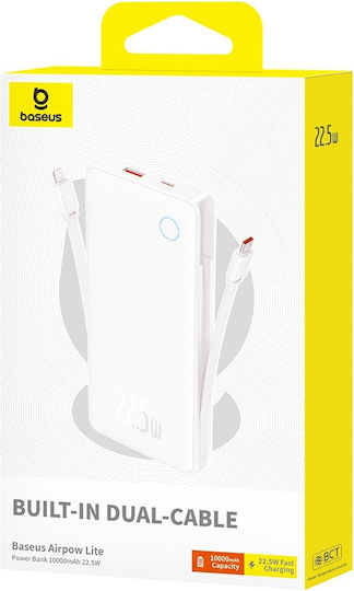 Baseus Airpow Air Lite Power Bank 10000mAh 22.5W With USB-A Output Port And USB-C Output Port Power Delivery Quick Charge White