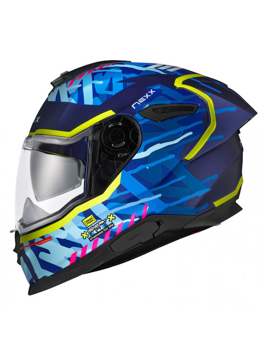 Nexx Y.100R Urbangram Indigo Blue Matt Cască Moto Față întreagă DOT / ECE 22.06 1575gr cu Pinlock și Sunvisor