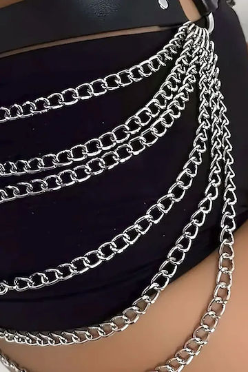 Punk Style Waist Provocator Ham Sexy Made Faux Leather Metal Chains