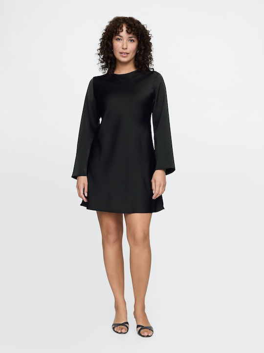 Mini Evening Satin Dress True Black