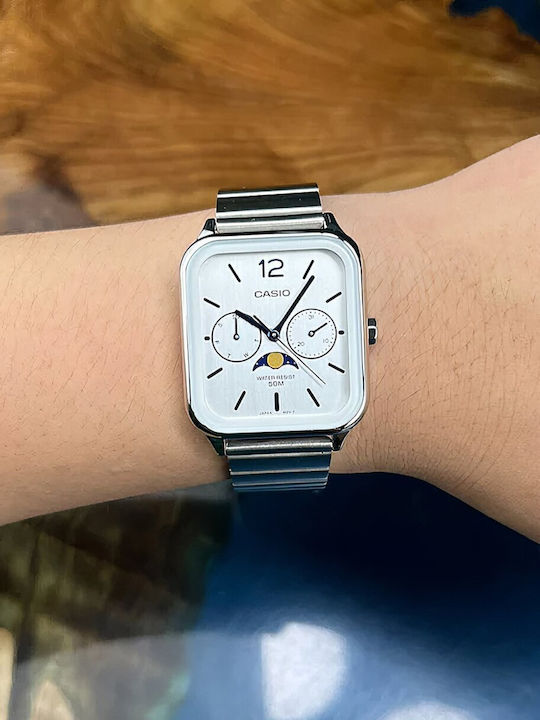 Casio Мъжки часовник 34мм Хронограф На батерия с Син Метален гривна