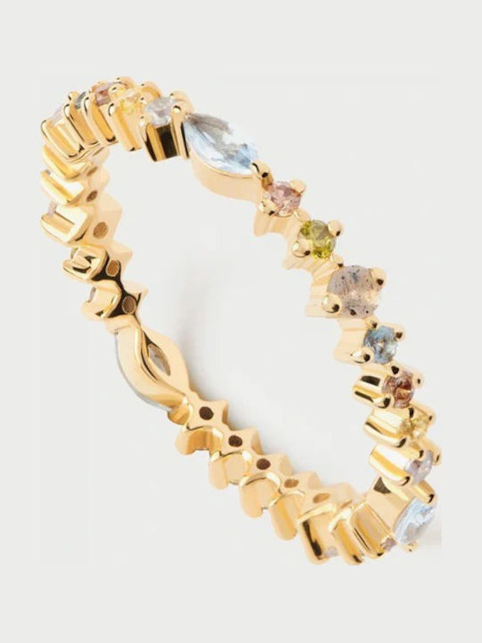 P D Paola Damen Ring mit Zirkonia aus Silber Vergoldet