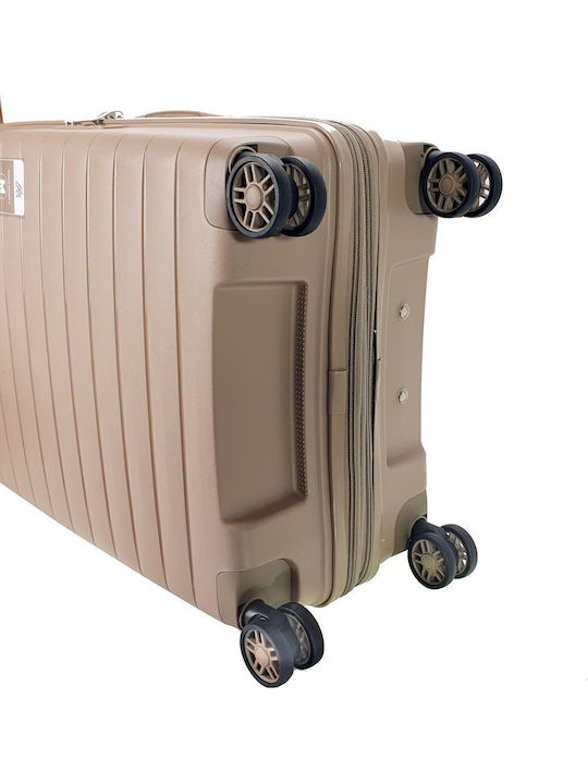 Verage Medium Hard Travel Suitcase Champagne with 4 Wheels Height 65cm