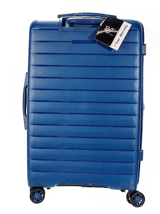 Verage Medium Hard Blue Travel Suitcase with 4 Wheels Height 65cm