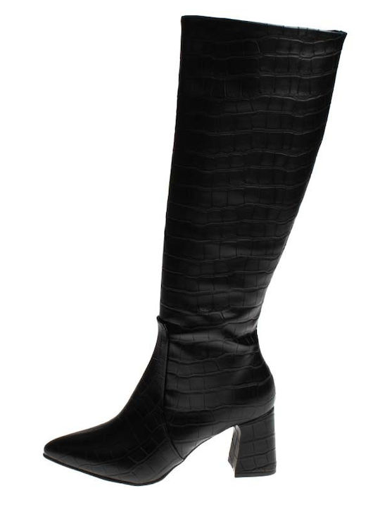 Carad Shoes Synthetic Leather Medium Heel Women's Boots Black