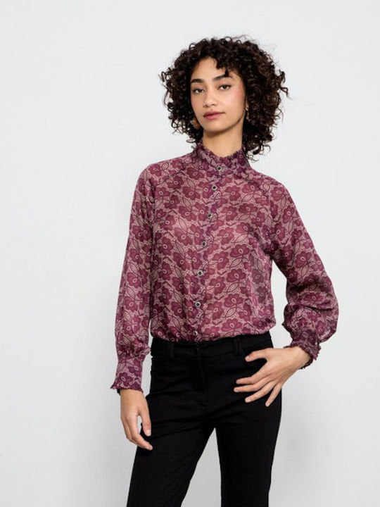 Passager Women's Silky Long Sleeve Shirt Bordeaux