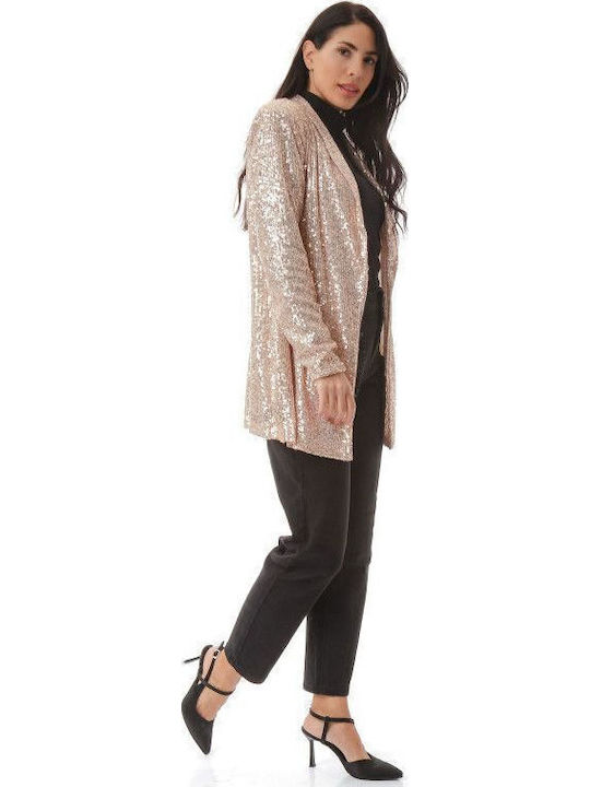 Silia D Women's Blazer Beige with Sequins