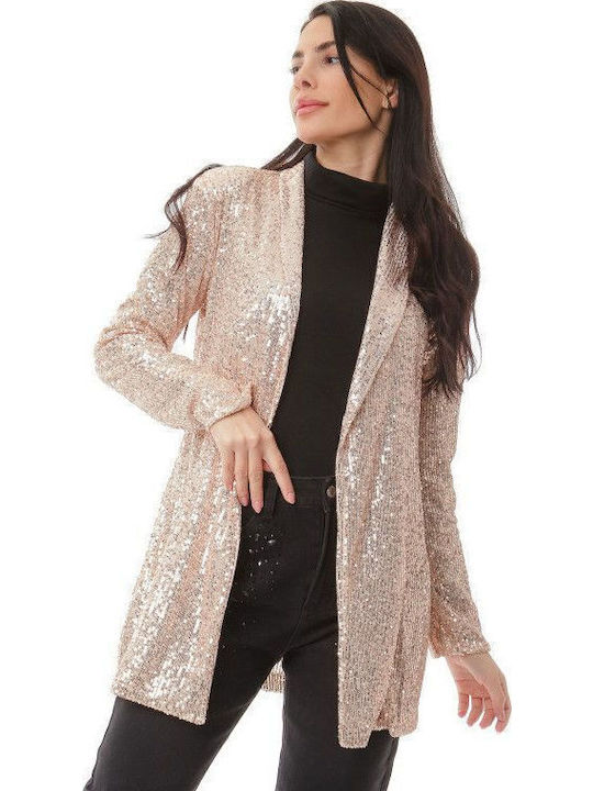 Silia D Women's Blazer Beige with Sequins