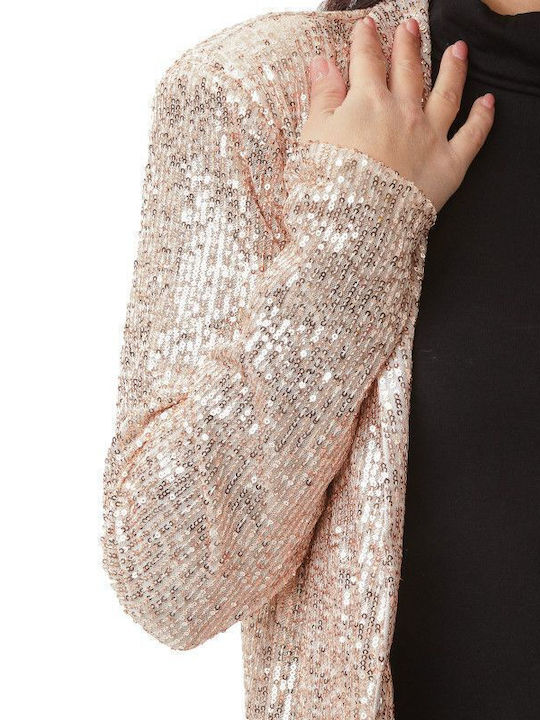 Silia D Women's Blazer Beige with Sequins
