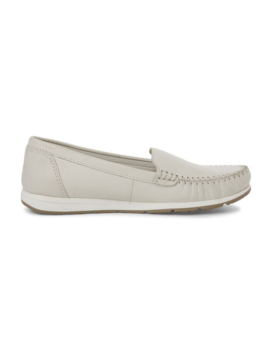 Marco Tozzi Leather Women's Loafers in White Color