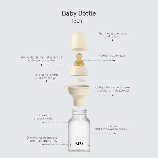 Bibs Plastikflasche Gegen Koliken mit Kautschuksauger für 0+, 0+ m, Monate 150ml 2Stück