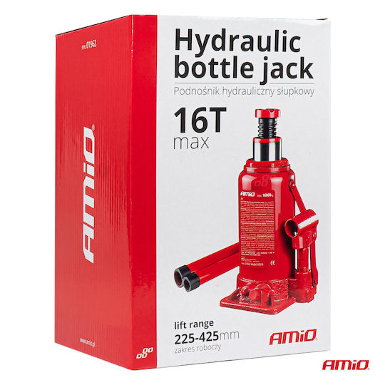 AMiO Hydraulic Bottle Jack with Lifting Capacity up to 22cm and Weight Capacity up to 16 Tons