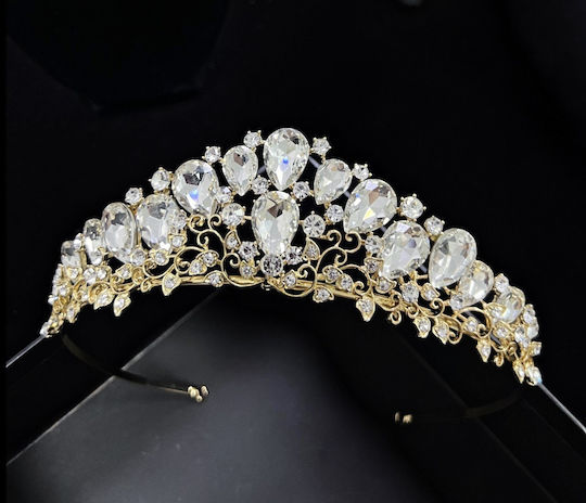 Νυφική Τιάρα Στρας Στρογγυλό Σχήμα Χρυσό Primrose Tiara Ba92 Hair Duty Hrd-ba92