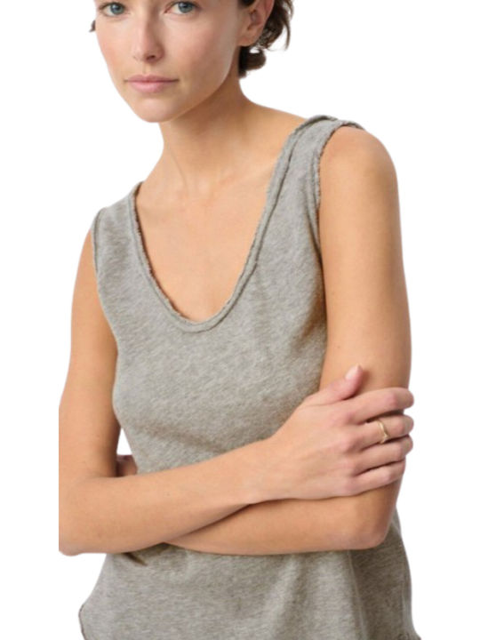 Women's Blouse Cotton Sleeveless Grey