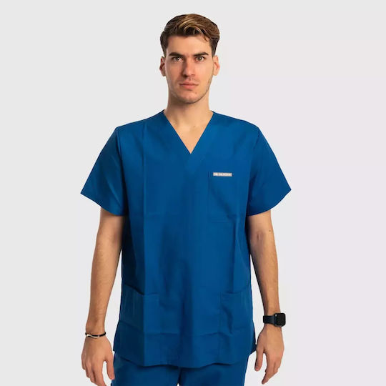 Dr. Scrub Unisex Blue Medical Blouse Cotton and Polyester