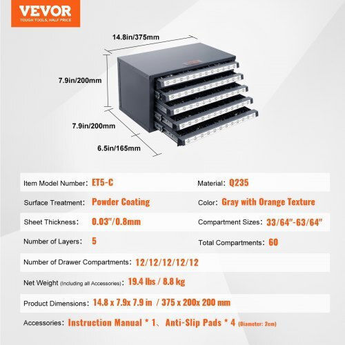Vevor Metallic Tool Box Drawer with 60 Drawers