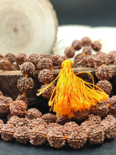 Mala Meditation 108 Natural Rudraksha Seeds Orange Tassel