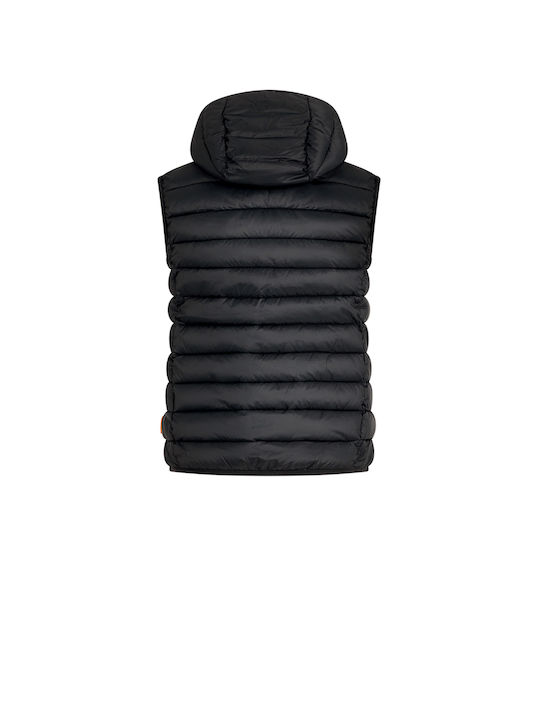 Women's Short Puffer Jacket for Spring or Autumn with Hood Black