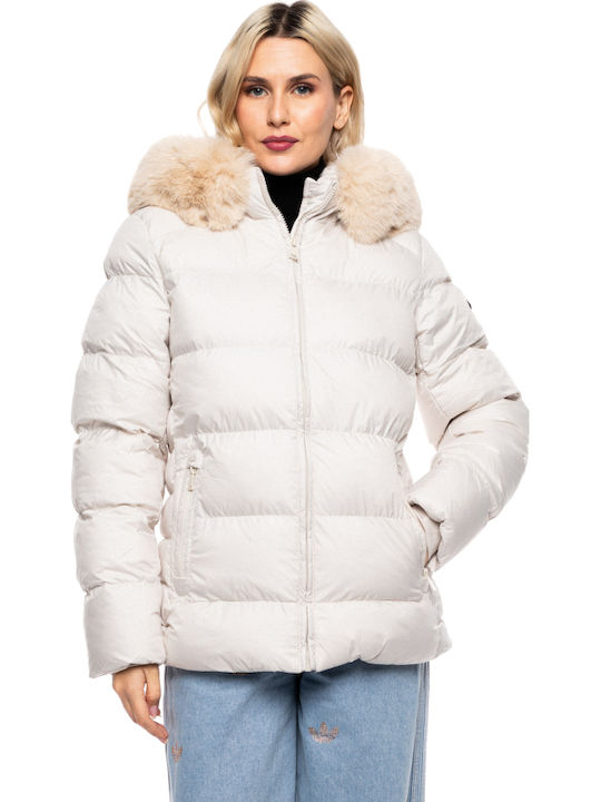 Scurtă Jachetă de femei Puffer Beige