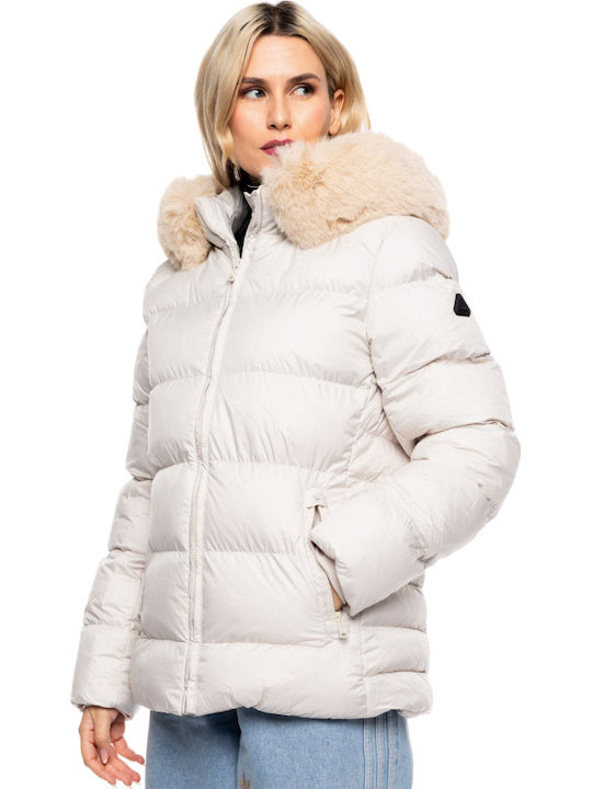 Scurtă Jachetă de femei Puffer Beige