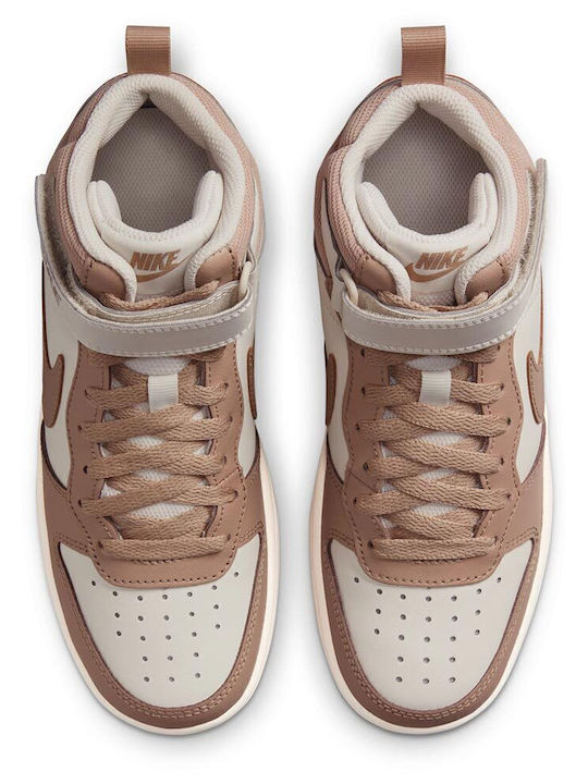 Court Borough Kids Sneakers High with Hoop & Loop Closure Brown