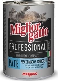 Morando Miglior Gatto Professional Wet Food for Adult Cats in Cans with Shrimps and Fish 405gr
