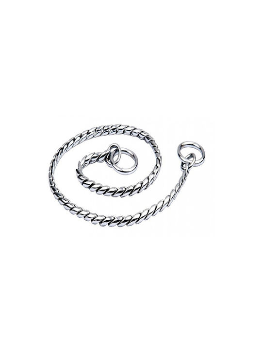 Pet Interest Flat Brass Snake Chain Dog Choke Collar Chain In Silver Colour 7.5mm x 55cm