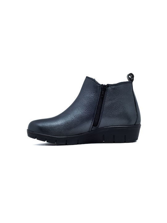 Leder Stiefeletten Damen Silber