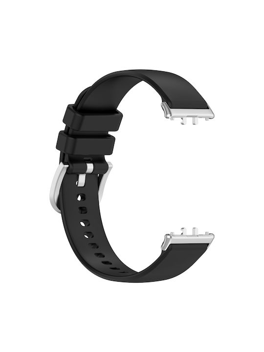 Samsung Galaxy Fit 3 Sm-r390 Metal Connector Liquid Glossy Silicone Watch Band Black