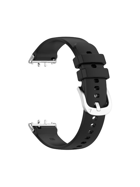 Samsung Galaxy Fit 3 Sm-r390 Metal Connector Liquid Glossy Silicone Watch Band Black