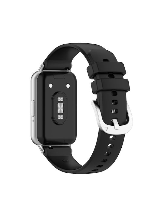 Samsung Galaxy Fit 3 Sm-r390 Metal Connector Liquid Glossy Silicone Watch Band Black