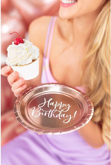 PartyDeco Happy Birthday Πιάτο για Party 6τμχ
